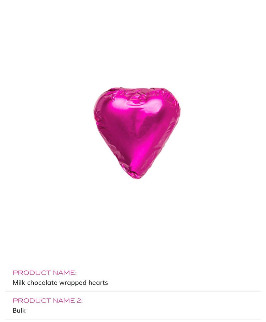 MILK CHOCOLATE HEART BULK KG